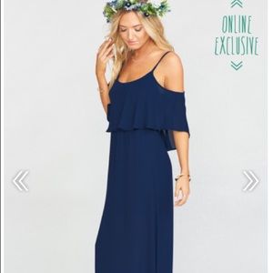 Show Me Your Mumu Caitlin Ruffle Maxi dress S/Navy